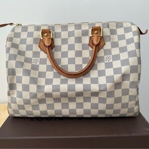Louis Vuitton Checkered Cream and Brown Bag Speedy 30
